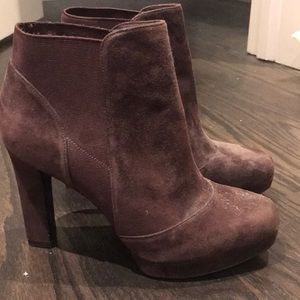 Brown platform booties